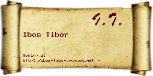 Ibos Tibor névjegykártya